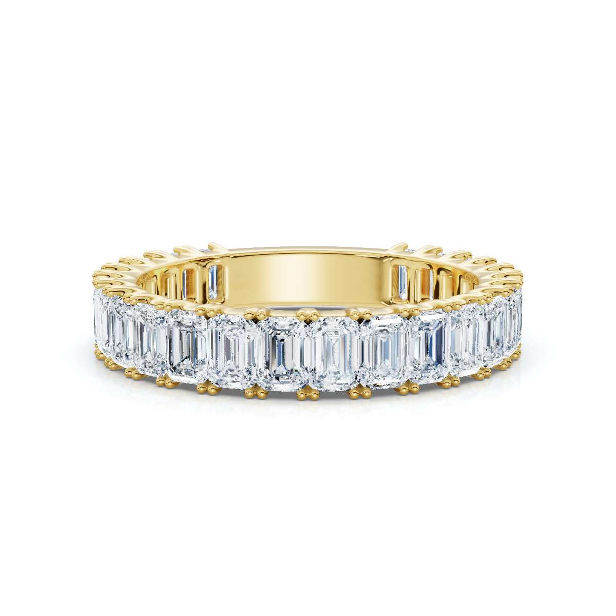 2.52 - 7 CTW Emerald Cut Lab Grown Diamond U-Prong Eternity Band in 18K Yellow Gold