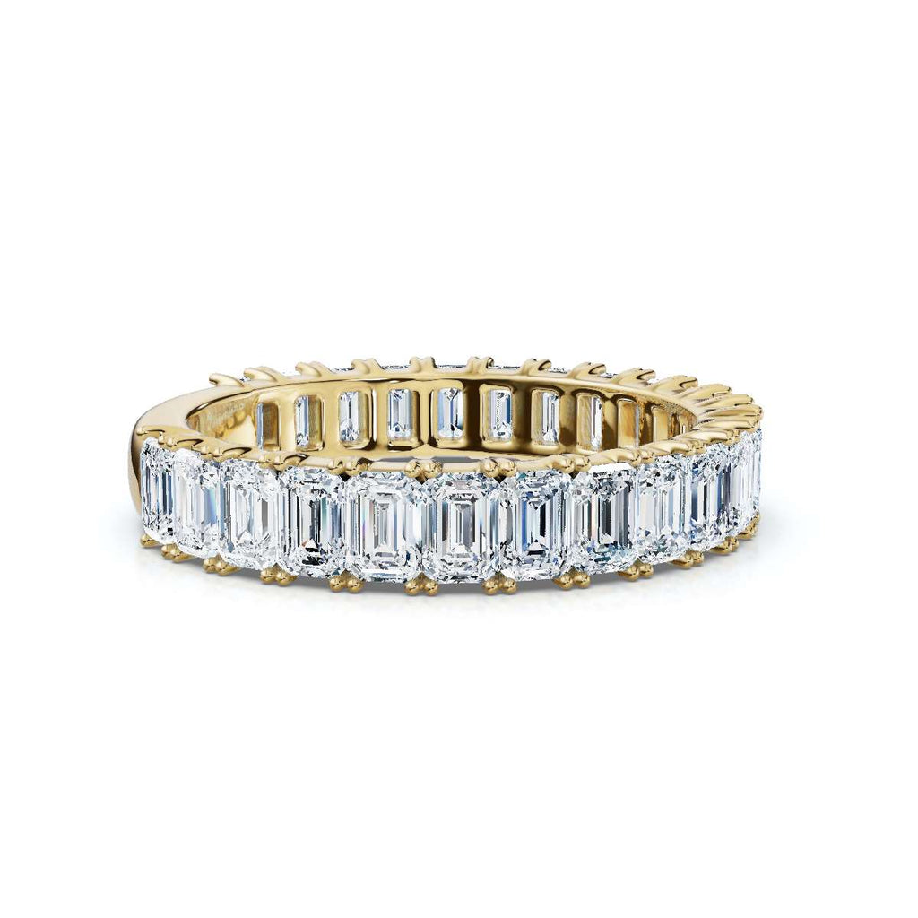 2.52-7 CTW Emerald Cut Lab Grown Diamond U-Prong Eternity Band in 14K Yellow Gold