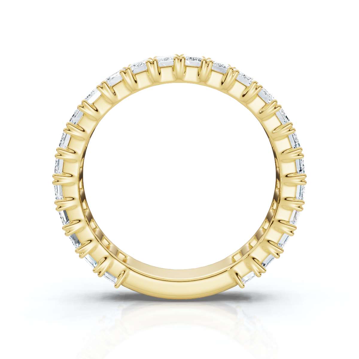 2.52 - 7 CTW Emerald Cut Lab Grown Diamond U-Prong Eternity Band in 18K Yellow Gold