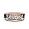 0.95 CTW Round Diamond Five-Stone Flush Channel Band in 14K Rose Gold Ring