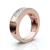 0.95 CTW Round Diamond Five-Stone Flush Channel Band in 14K Rose Gold Ring