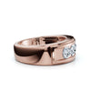 0.95 CTW Round Diamond Five-Stone Flush Channel Band in 14K Rose Gold Ring