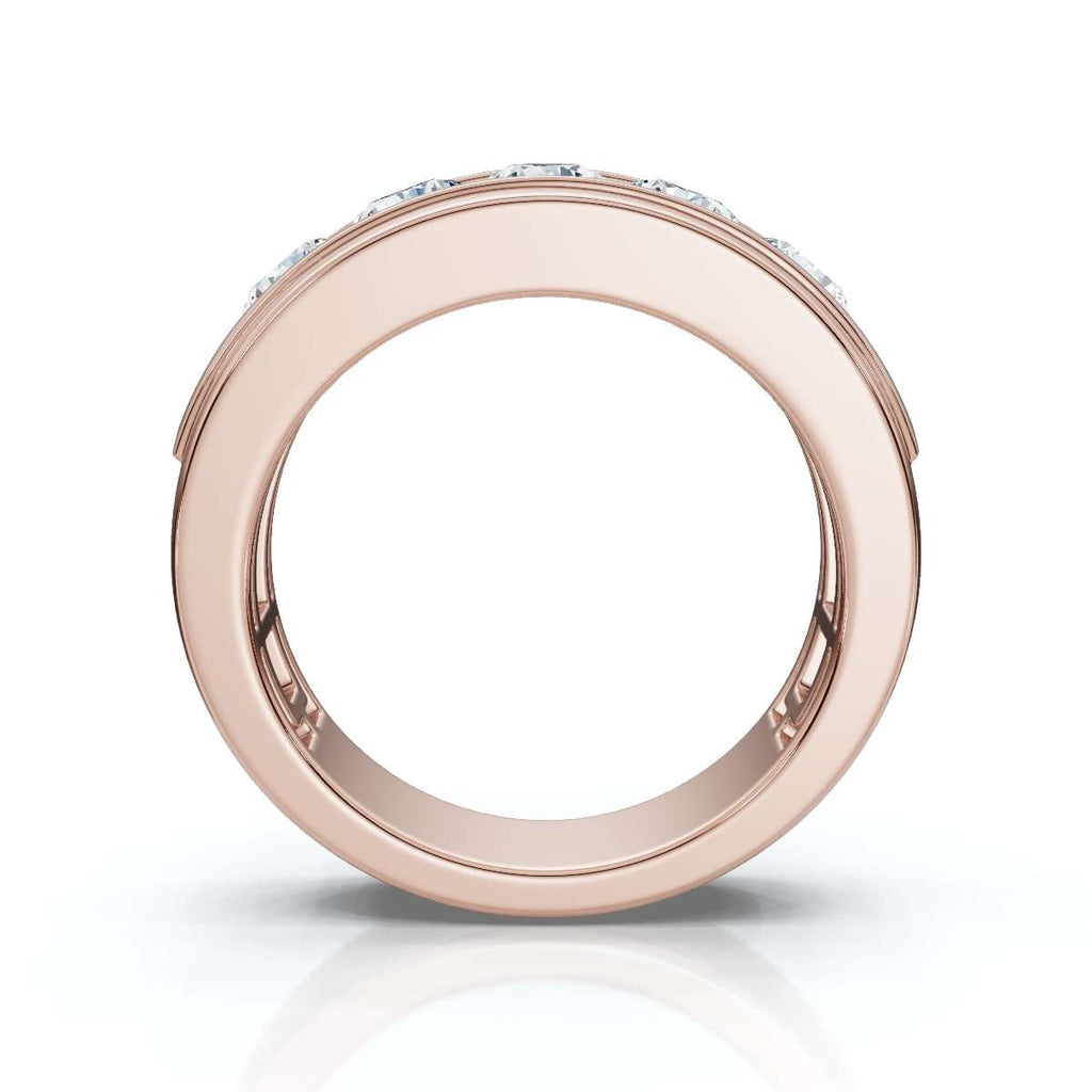 0.95 CTW Round Diamond Five-Stone Flush Channel Band in 14K Rose Gold Ring