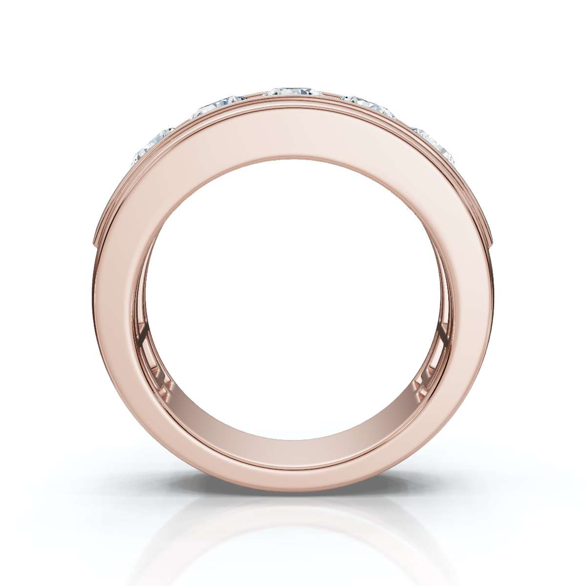 0.95 CTW Round Diamond Five-Stone Flush Channel Band in 18K Rose Gold Ring