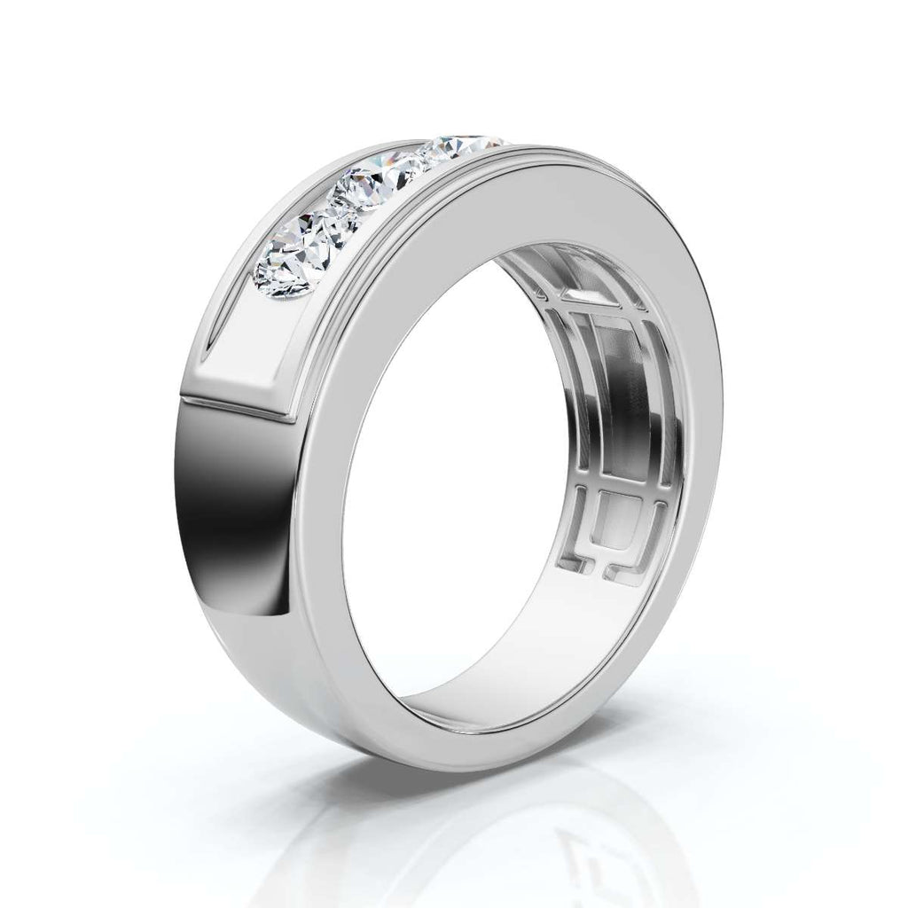 0.95 CTW Round Diamond Five-Stone Flush Channel Band in Solid Platinum Ring