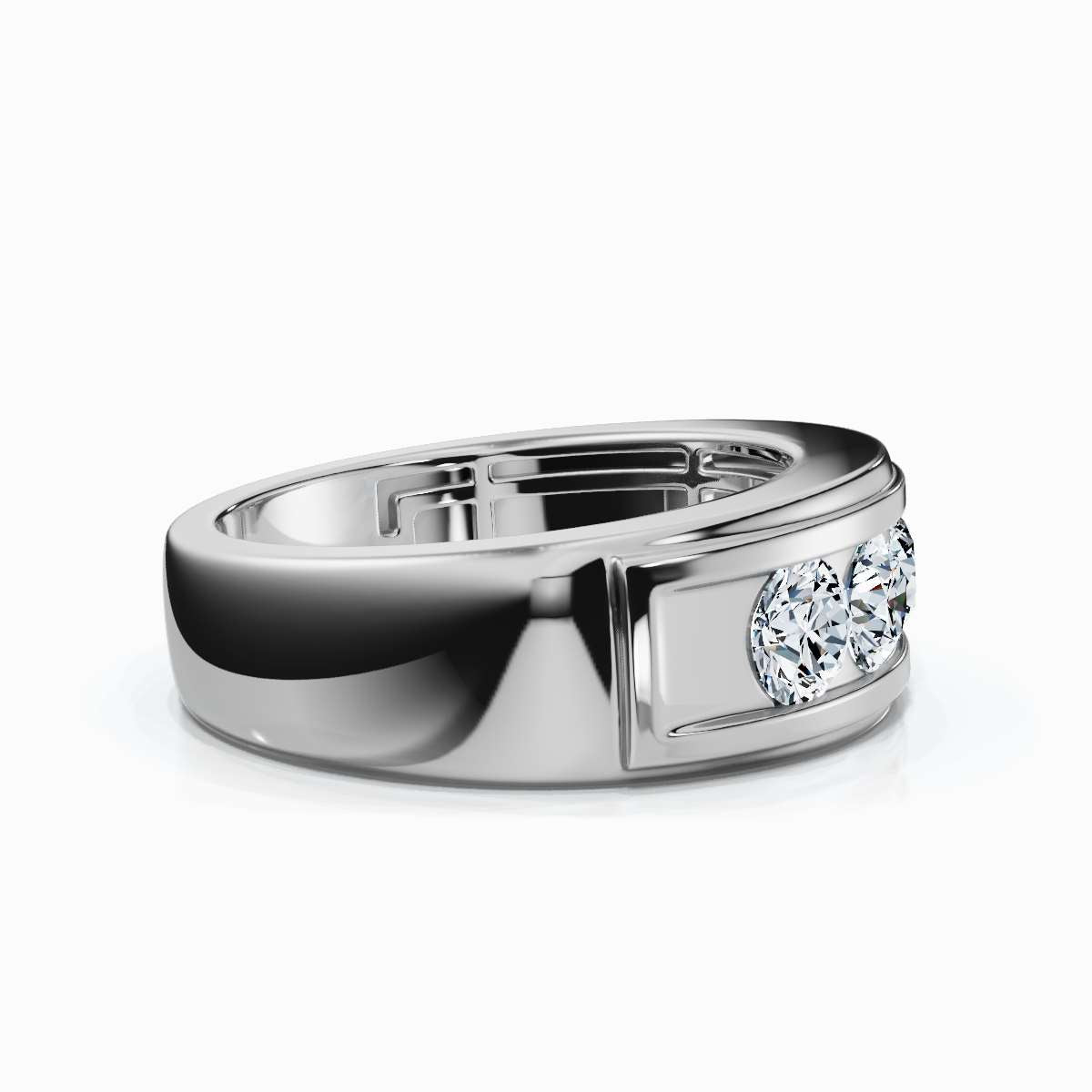 0.95 CTW Round Diamond Five-Stone Flush Channel Band in 14K White Gold Ring