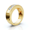 0.95 CTW Round Diamond Five-Stone Flush Channel Band in 14K Yellow Gold Ring