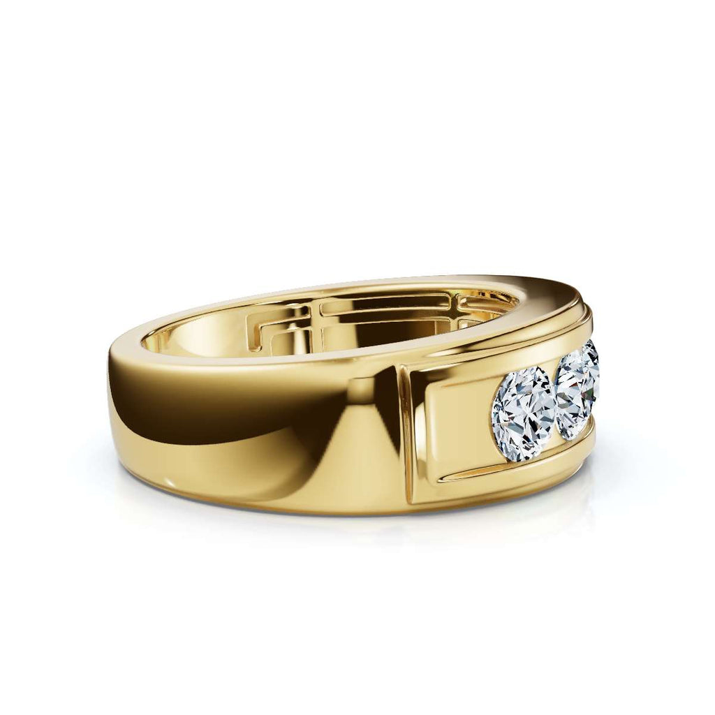 0.95 CTW Round Diamond Five-Stone Flush Channel Band in 14K Yellow Gold Ring