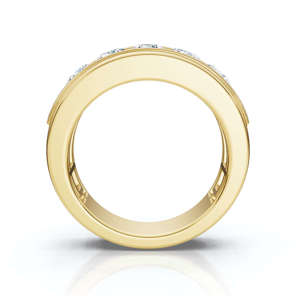 0.95 CTW Round Diamond Five-Stone Flush Channel Band in 18K Yellow Gold Ring