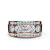 1.34 CTW Three-Row Round Brilliant Cut Lab Grown Diamond Tiered Statement Band in 18K Rose Gold Ring