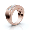 1.34 CTW Three-Row Round Brilliant Cut Lab Grown Diamond Tiered Statement Band in 18K Rose Gold Ring