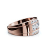1.34 CTW Three-Row Round Brilliant Cut Lab Grown Diamond Tiered Statement Band in 18K Rose Gold Ring