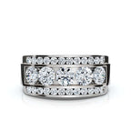 1.34 CTW Three-Row Round Brilliant Lab Grown Diamond Tiered Statement Band in Platinum Ring