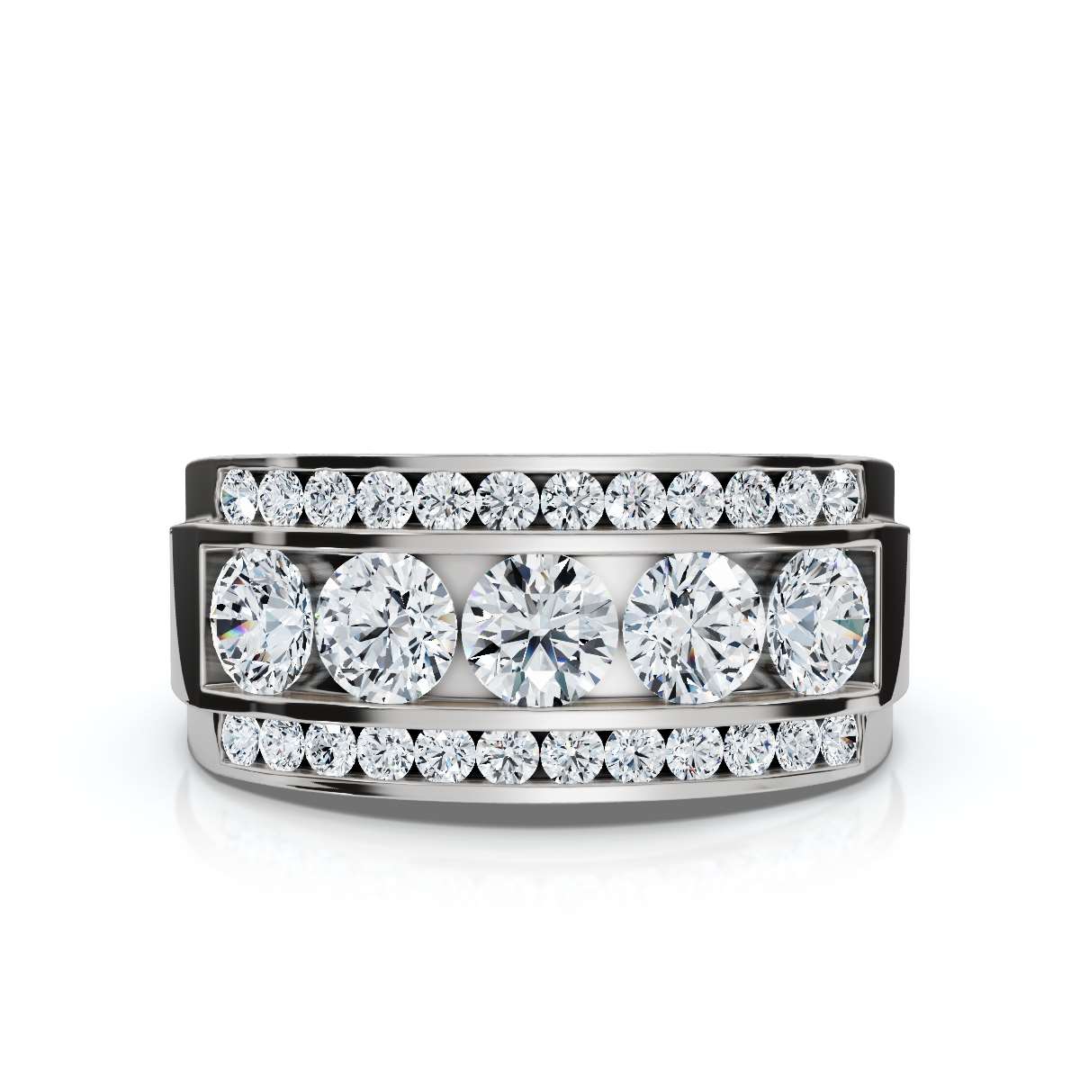 1.34 CTW Three-Row Round Brilliant Lab Grown Diamond Tiered Statement Band in Platinum Ring