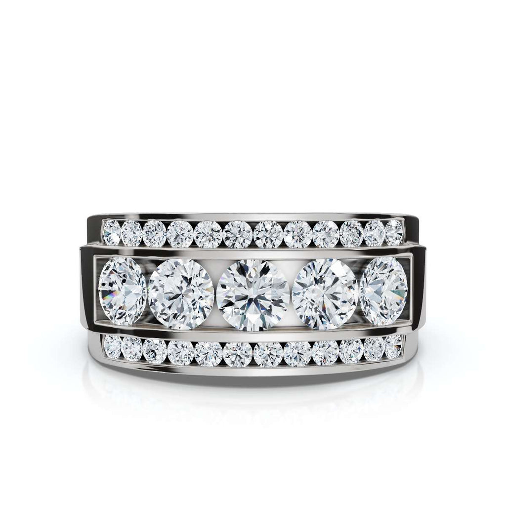 1.34 CTW Three-Row Round Brilliant Lab Grown Diamond Tiered Statement Band in Platinum Ring