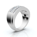 1.34 CTW Three-Row Round Brilliant Lab Grown Diamond Tiered Statement Band in Platinum Ring
