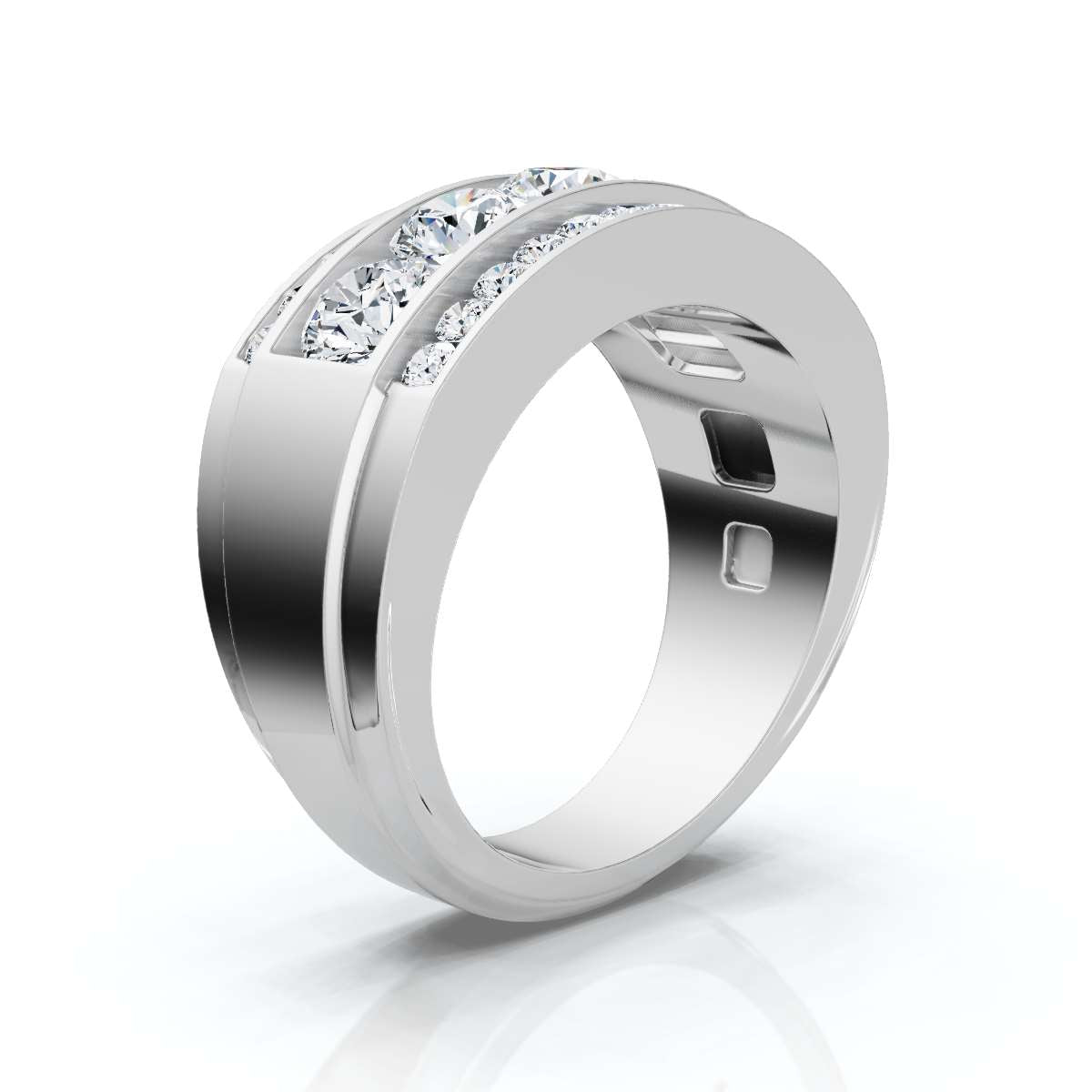 1.34 CTW Three-Row Round Brilliant Lab Grown Diamond Tiered Statement Band in Platinum Ring