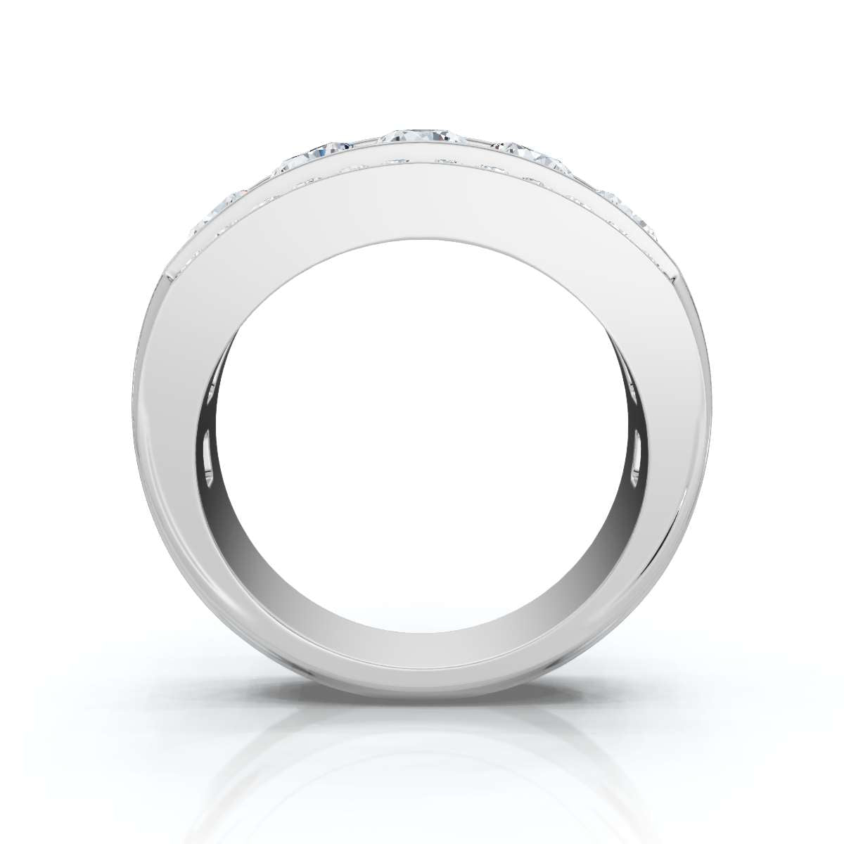 1.34 CTW Three-Row Round Brilliant Lab Grown Diamond Tiered Statement Band in Platinum Ring