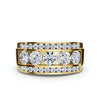 1.34 CTW Three-Row Round Brilliant Lab Grown Diamond Tiered Statement Band in 18K Yellow Gold Ring