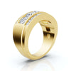 1.34 CTW Three-Row Round Brilliant Lab Grown Diamond Tiered Statement Band in 18K Yellow Gold Ring