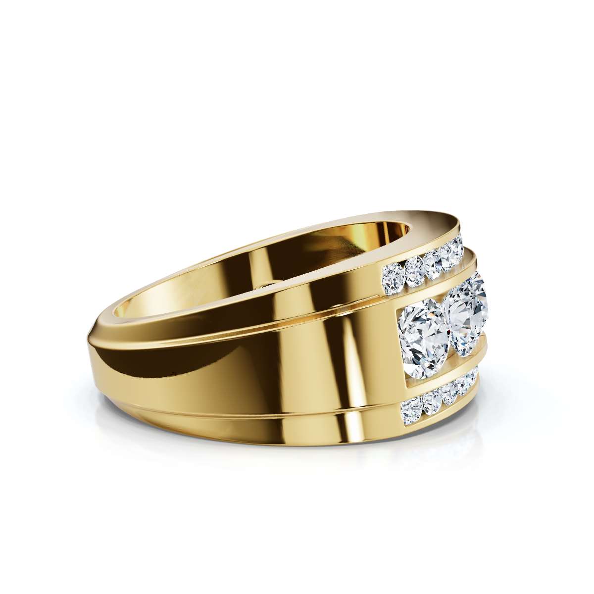 1.34 CTW Three-Row Round Brilliant Lab Grown Diamond Tiered Statement Band in 18K Yellow Gold Ring