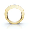 1.34 CTW Three-Row Round Brilliant Lab Grown Diamond Tiered Statement Band in 18K Yellow Gold Ring