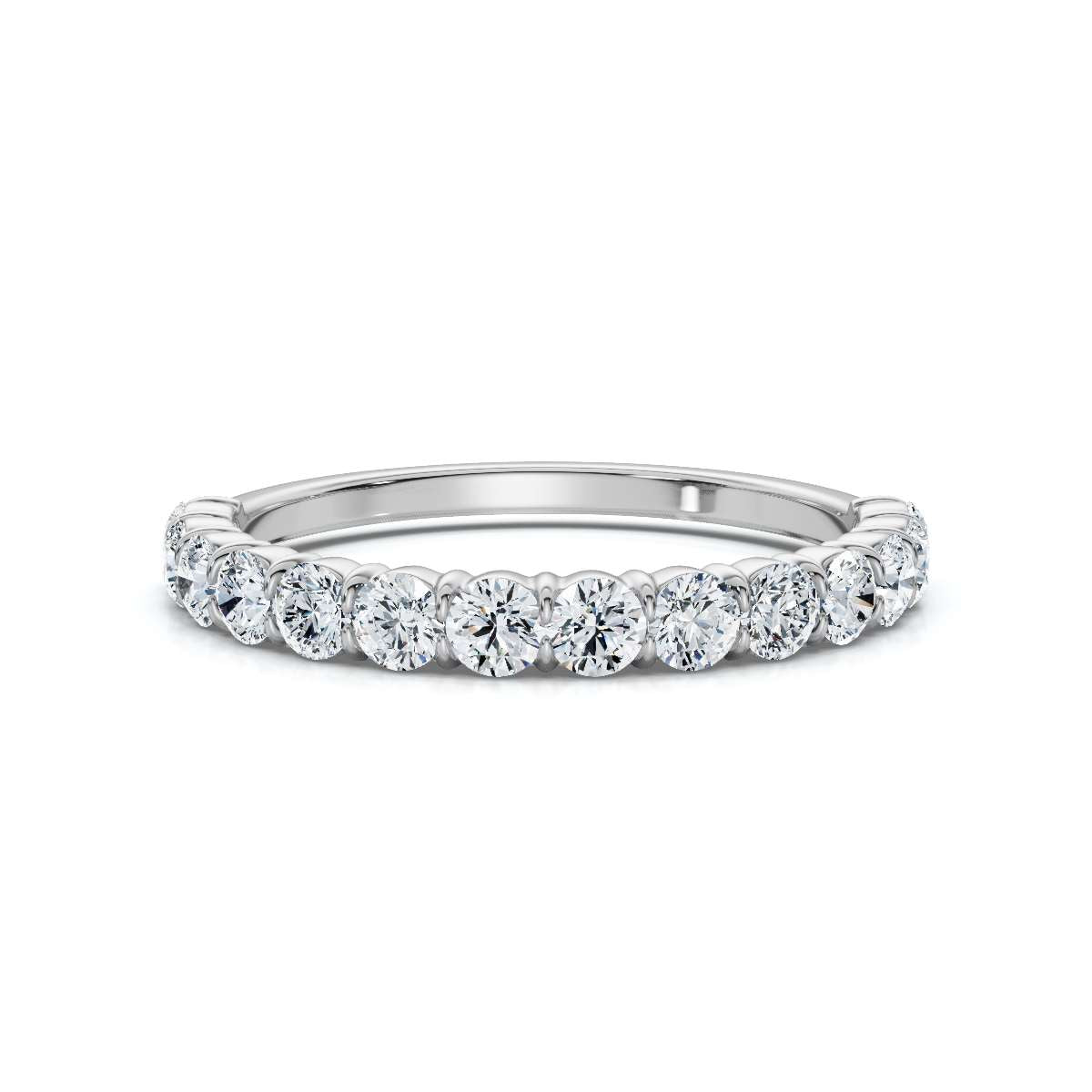 0.50-5 CTW Round Brilliant Cut Lab Grown Diamond Shared-Prong Stacking Band in 14K White Gold Ring