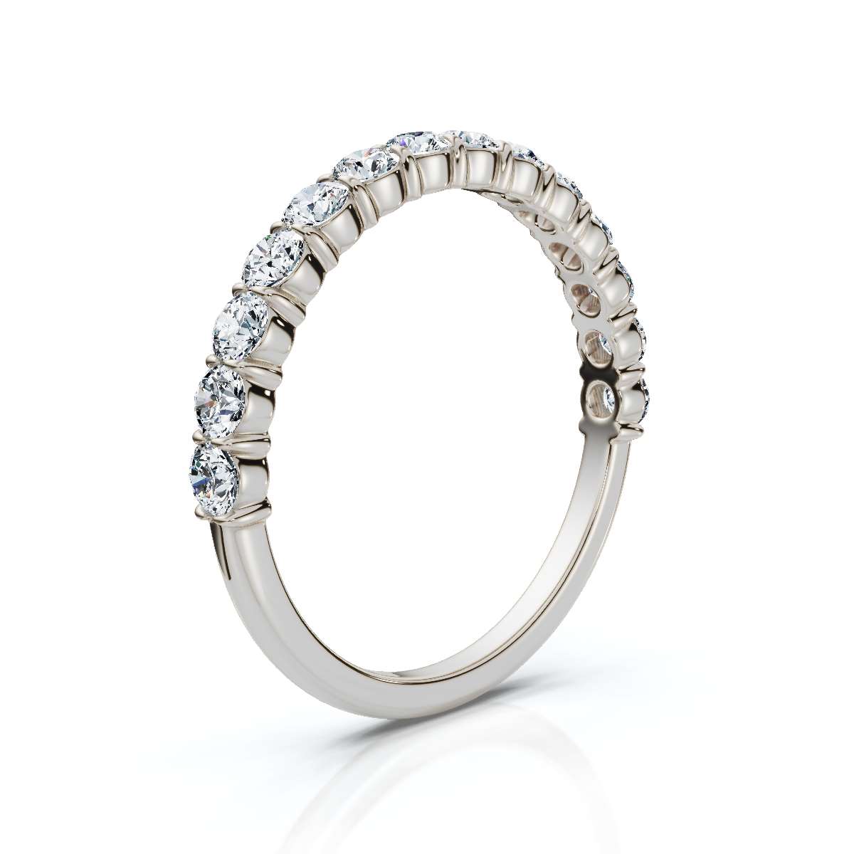 0.50-5 CTW Round Brilliant Cut Lab Grown Diamond Shared-Prong Stacking Band in 14K White Gold Ring