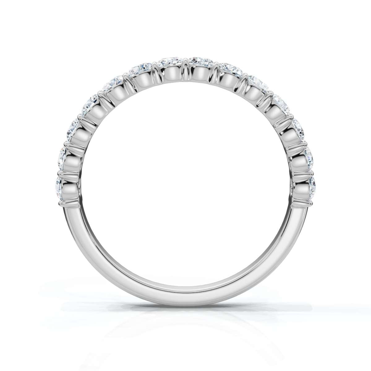 0.50-5 CTW Round Brilliant Cut Lab Grown Diamond Shared-Prong Stacking Band in 14K White Gold Ring