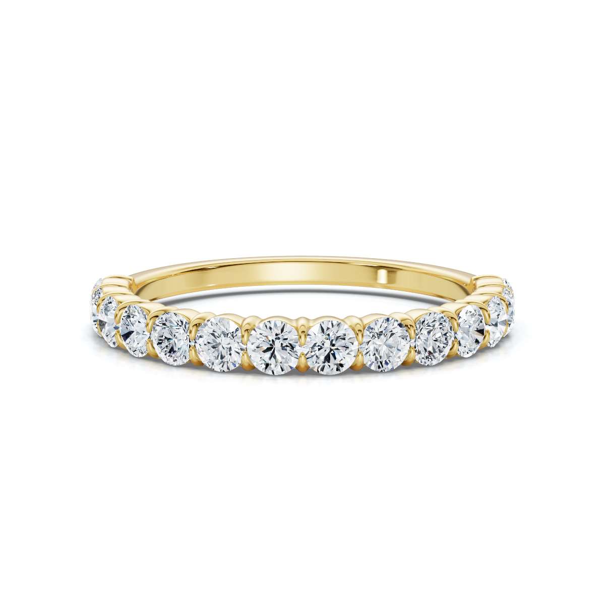 0.50-5 CTW Round Brilliant Cut Lab Grown Diamond Shared-Prong Band in 14K Yellow Gold Ring