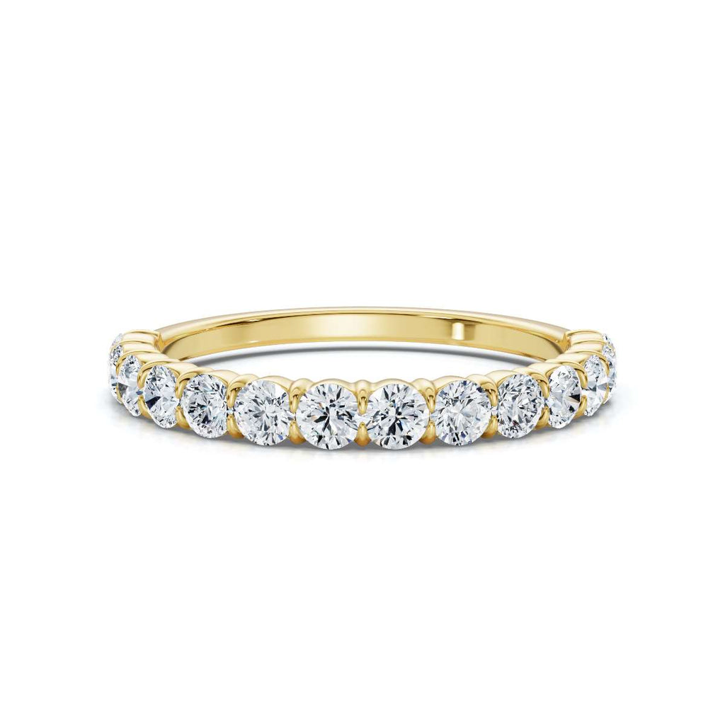 0.50-5 CTW Round Brilliant Cut Lab Grown Diamond Shared-Prong Band in 14K Yellow Gold Ring