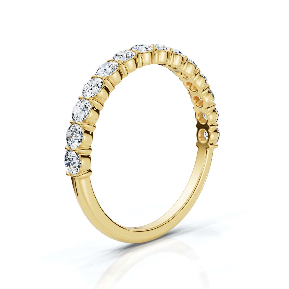 0.50-5 CTW Round Brilliant Cut Lab Grown Diamond Shared-Prong Band in 14K Yellow Gold Ring