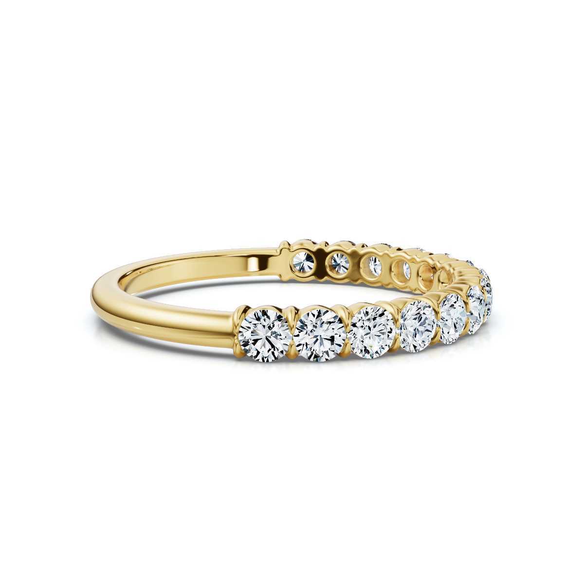 0.50-5 CTW Round Brilliant Cut Lab Grown Diamond Shared-Prong Band in 14K Yellow Gold Ring