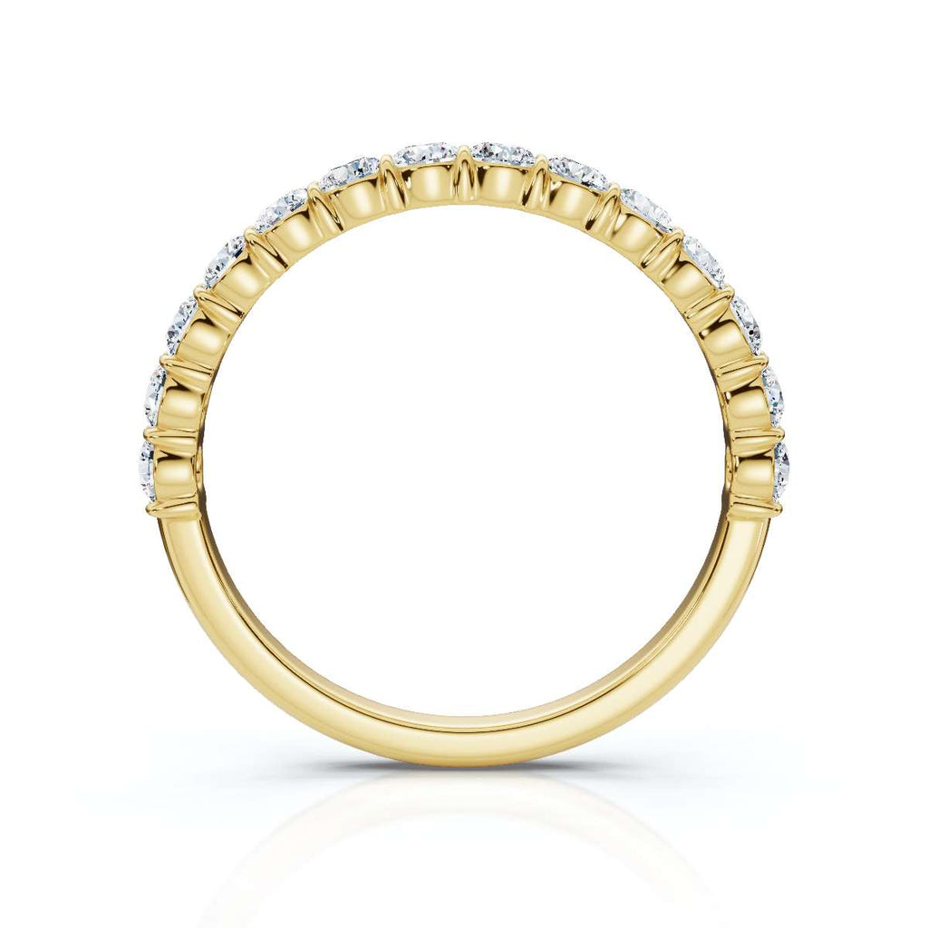 0.50-5 CTW Round Brilliant Cut Lab Grown Diamond Shared-Prong Band in 14K Yellow Gold Ring