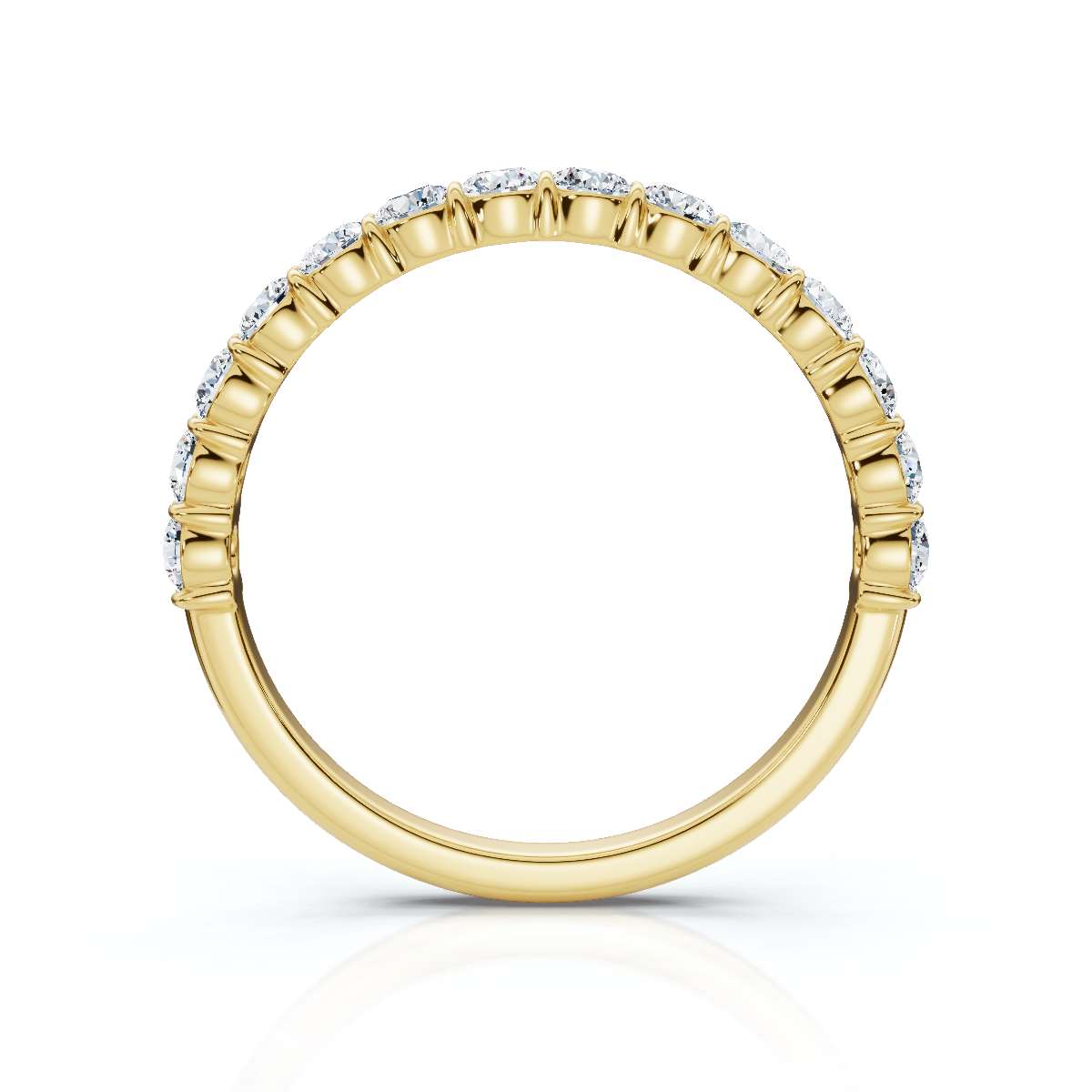 0.50-5 CTW Round Brilliant Cut Lab Grown Diamond Shared-Prong Band in 14K Yellow Gold Ring