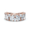 2.02 CTW Marquise & Round Mixed-Shape Asymmetric Cluster Band in 18K Rose Gold Ring