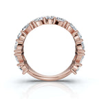 2.02 CTW Marquise & Round Mixed-Shape Asymmetric Cluster Band in 14K Rose Gold Ring
