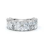 2.02 CTW Marquise & Round Mixed-Shape Asymmetric Cluster Band in Solid Platinum Ring
