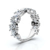 2.02 CTW Marquise & Round Mixed-Shape Asymmetric Cluster Band in Solid Platinum Ring