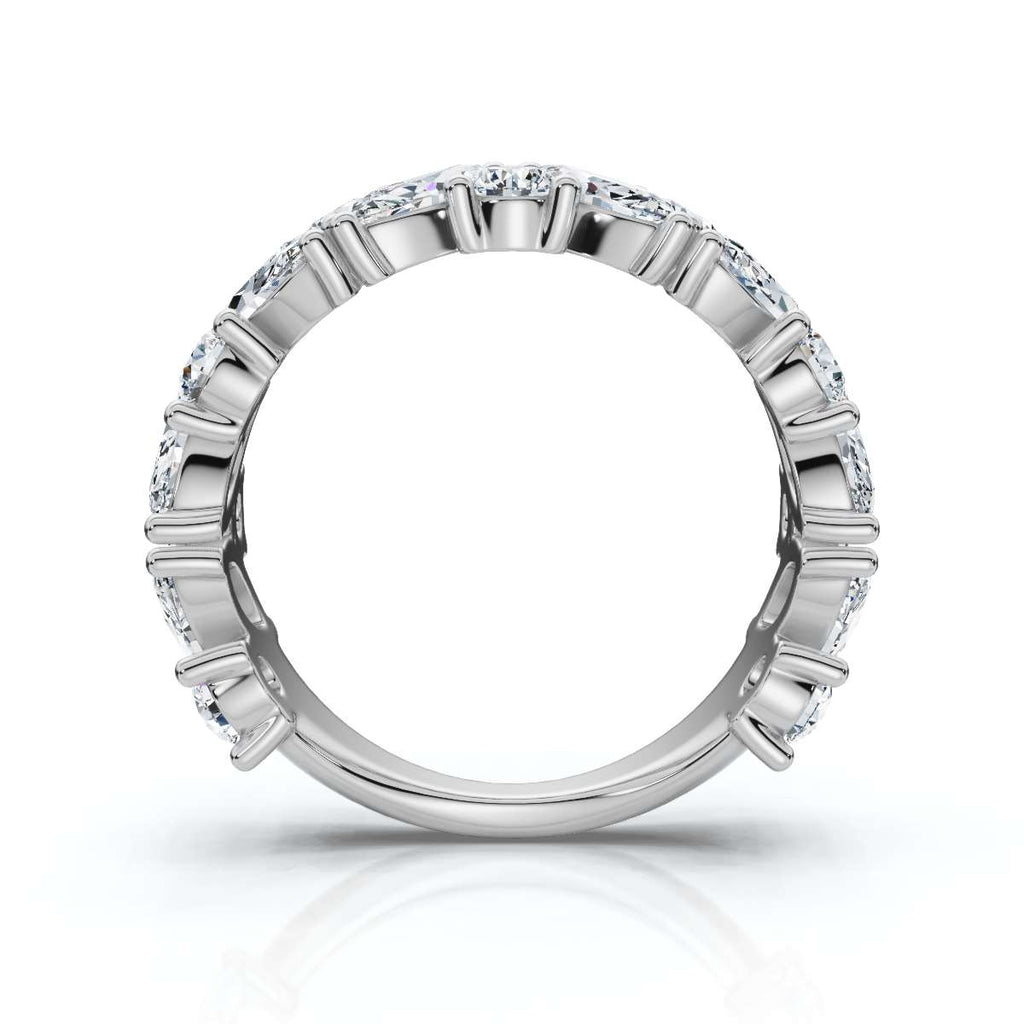 2.02 CTW Marquise & Round Mixed-Shape Asymmetric Cluster Band in Solid Platinum Ring