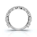 2.02 CTW Marquise & Round Mixed-Shape Asymmetric Cluster Band in Solid Platinum Ring