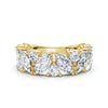 2.02 CTW Marquise & Round Mixed-Shape Asymmetric Cluster Band in 18K Yellow Gold Ring