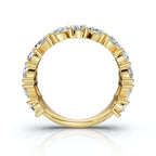 2.02 CTW Marquise & Round Mixed-Shape Asymmetric Cluster Band in 14K Yellow Gold Ring