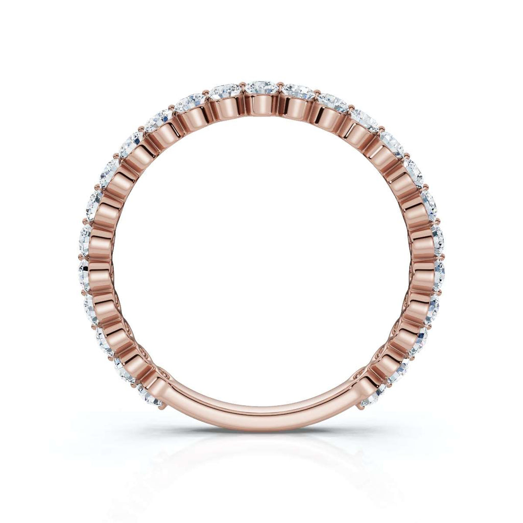 0.50-5 CTW Round Brilliant Cut Lab Grown Diamond Bubble Micro-Prong Stacking Band in 14K Rose Gold Ring