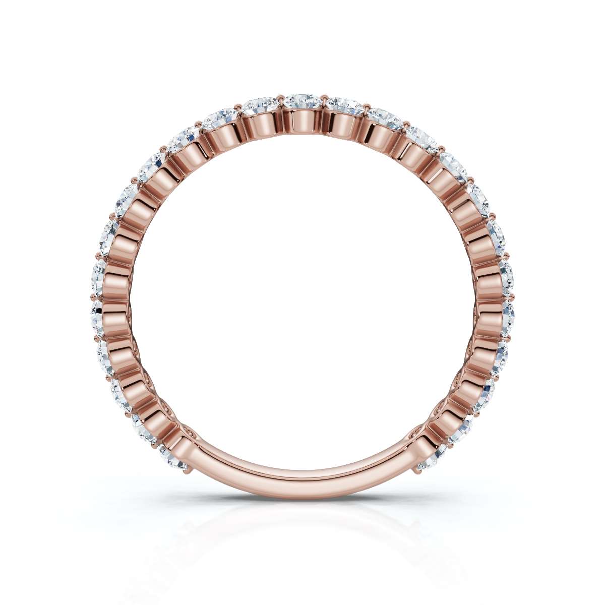 0.50-5 CTW Round Brilliant Cut Lab Grown Diamond Bubble Micro-Prong Stacking Band in 14K Rose Gold Ring