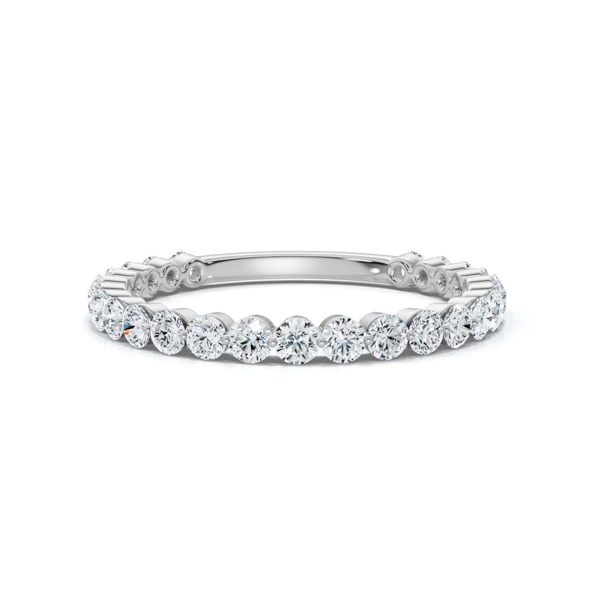 0.50-5 CTW Round Brilliant Cut Lab Grown Diamond Bubble Micro-Prong Stacking Band in 14K White Gold
