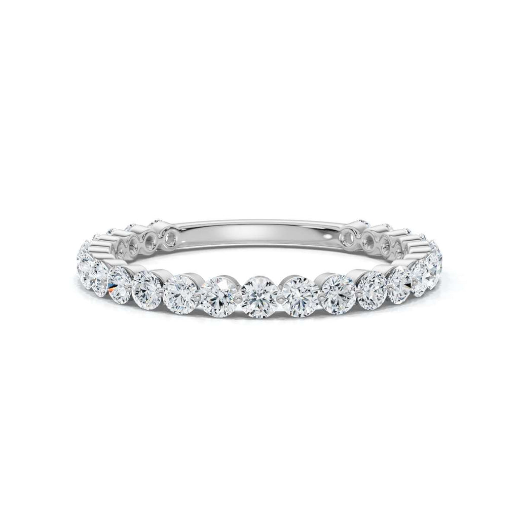 0.50-5 CTW Round Brilliant Cut Lab Grown Diamond Bubble Micro-Prong Stacking Band in Platinum Ring