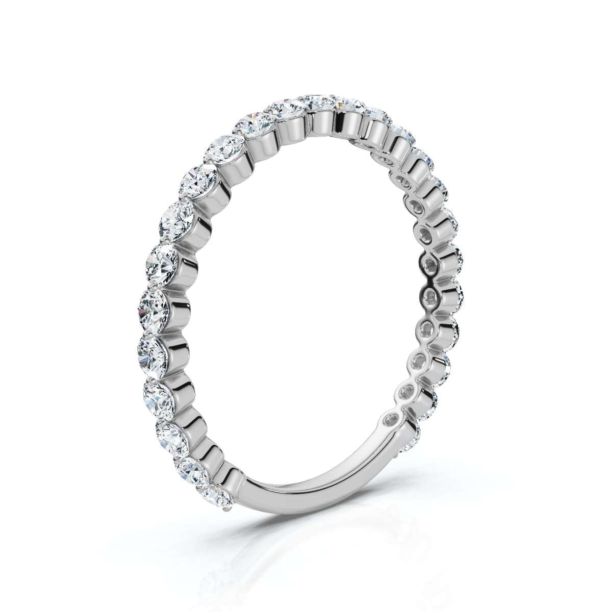 0.50-5 CTW Round Brilliant Cut Lab Grown Diamond Bubble Micro-Prong Stacking Band in 14K White Gold