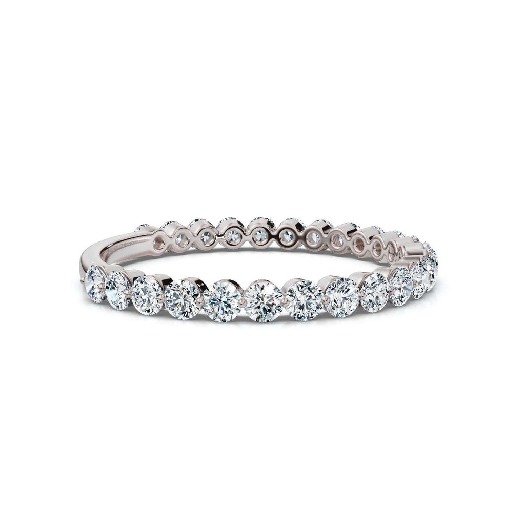 0.50-5 CTW Round Brilliant Cut Lab Grown Diamond Bubble Micro-Prong Stacking Band in 14K White Gold