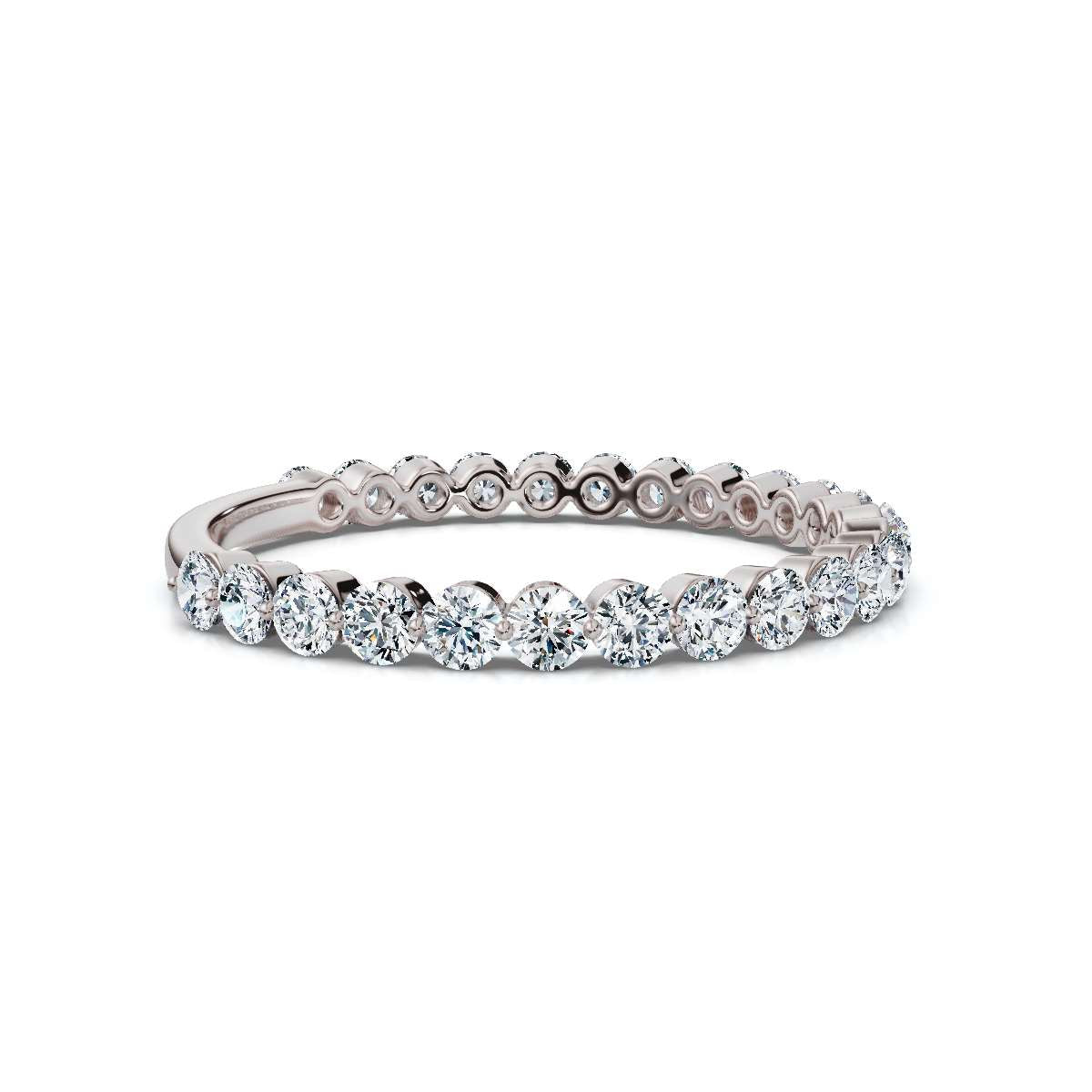 0.50-5 CTW Round Brilliant Cut Lab Grown Diamond Bubble Micro-Prong Stacking Band in 14K White Gold